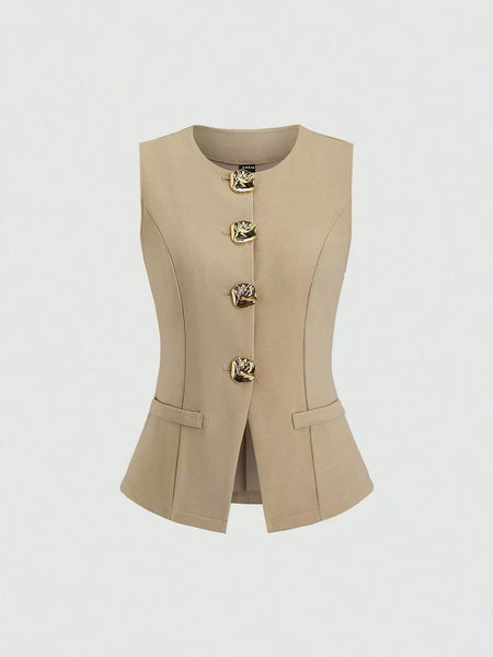 Merrilyn gold button waistcoat top