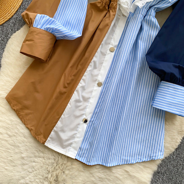 Nyra patchwork lace shirt dress