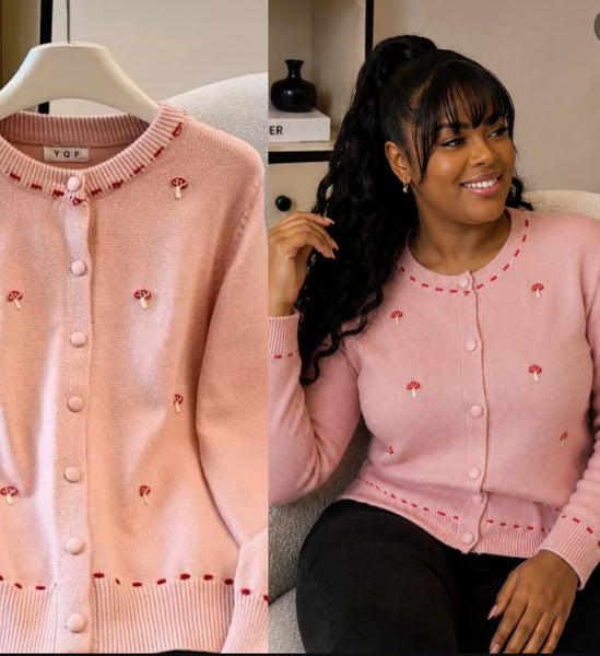 Larnae mushroom print cardigan