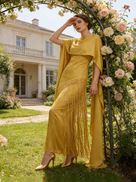 Ciandra shawl fringe dress