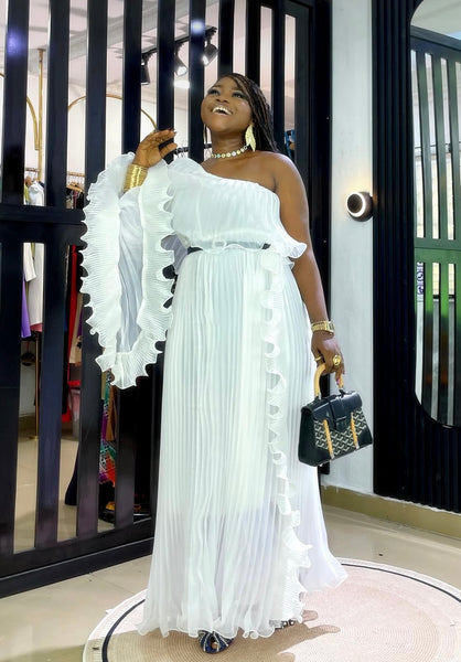 Nkechi slanted shoulder dress