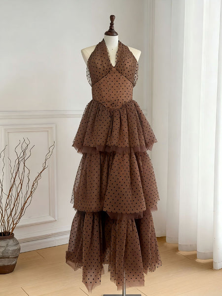 Mimi polka dot halter neck dress