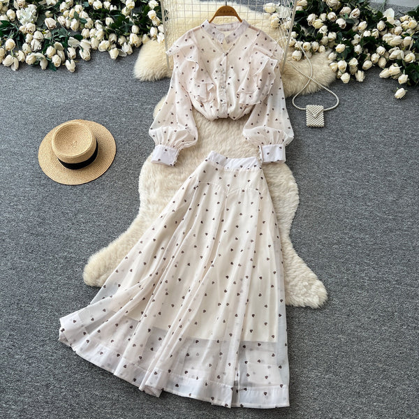 Nowela polka dot skirt set