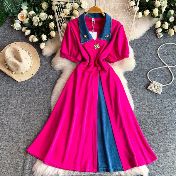 Karan denim patchwork dress