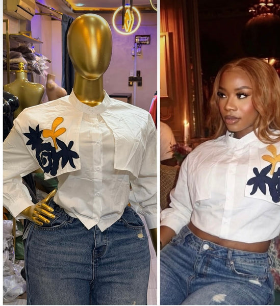 Arlisa embroidery detail crop top