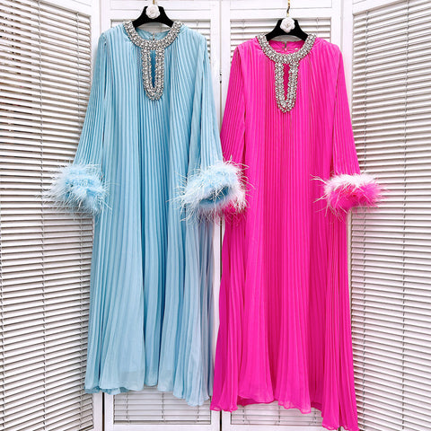 Tonya feathered sleeve Maxi dress