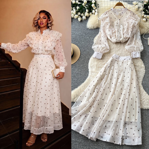Nowela polka dot skirt set