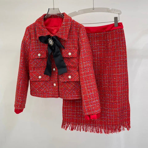 Chineze tweed skirt set