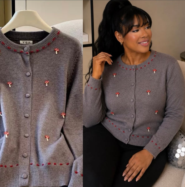 Larnae mushroom print cardigan