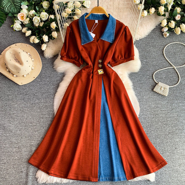 Karan denim patchwork dress