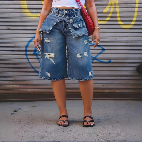 Oluwatoyin ripped denim jorts