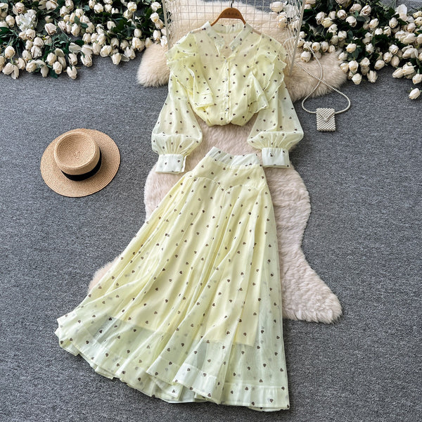 Nowela polka dot skirt set