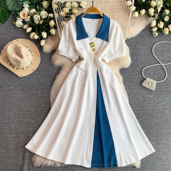 Karan denim patchwork dress