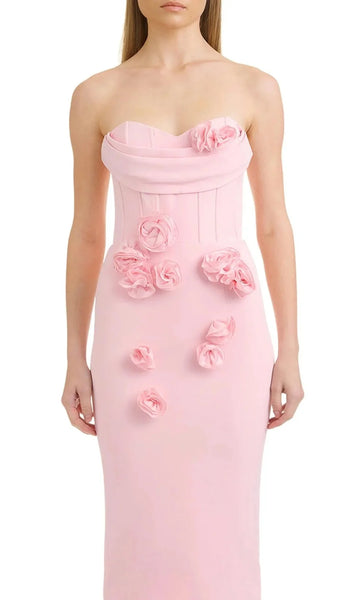 Zvisinei strapless flower bandage dress