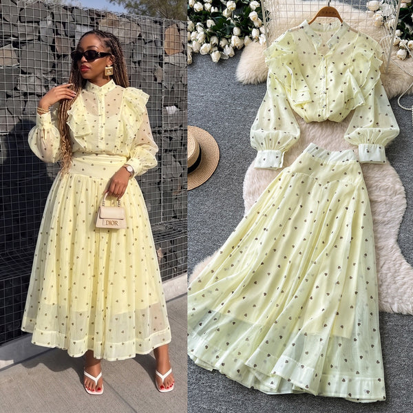 Nowela polka dot skirt set