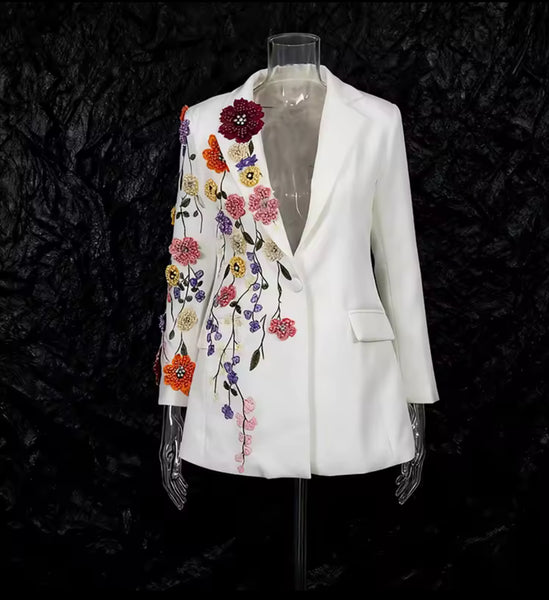 Temilola embroidery beading rhinestone blazer
