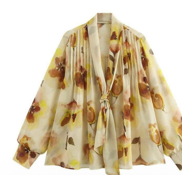Klarissa semi-sheer floral blouse