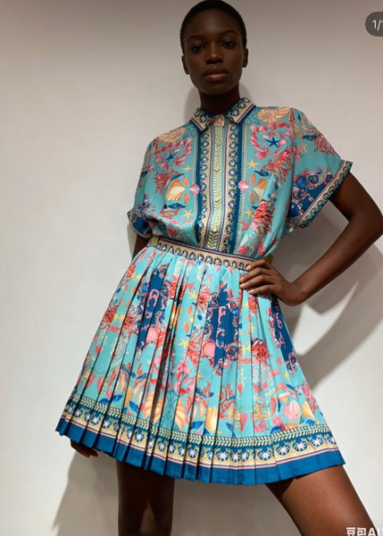 Melba print mini skirt set