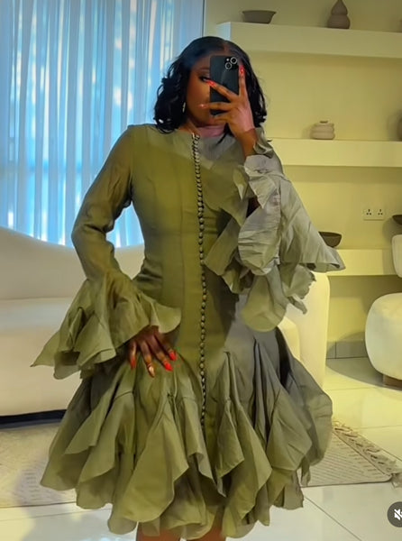 Yemurai long sleeve ruffle mini dress