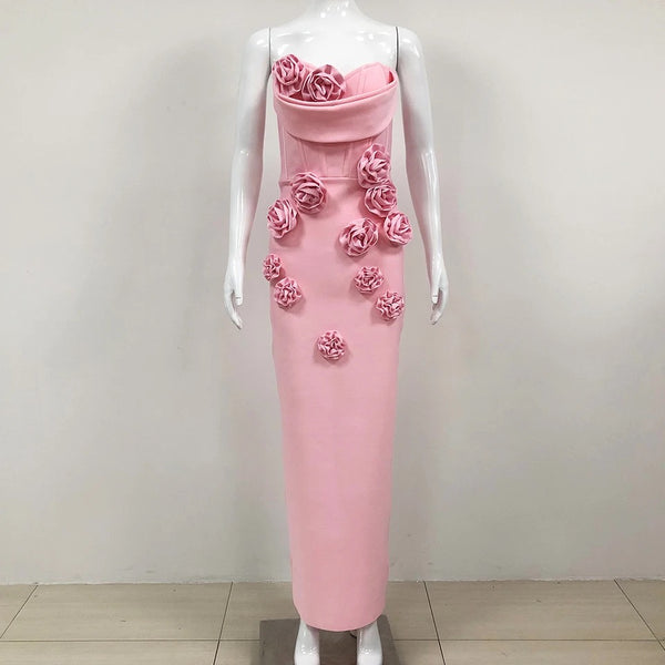 Zvisinei strapless flower bandage dress