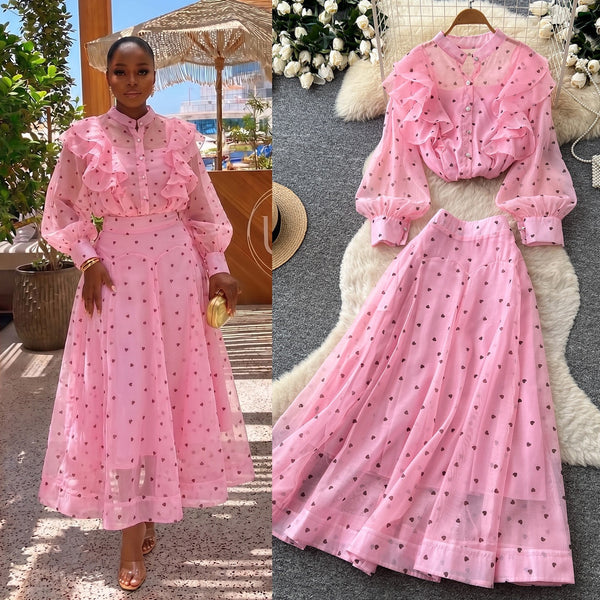 Nowela polka dot skirt set