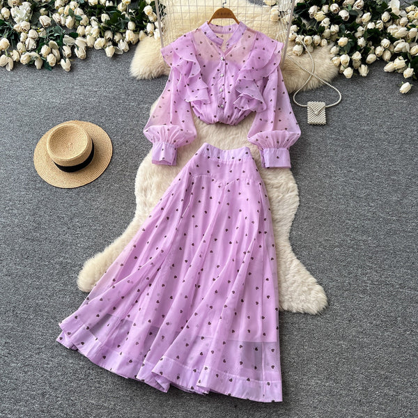 Nowela polka dot skirt set