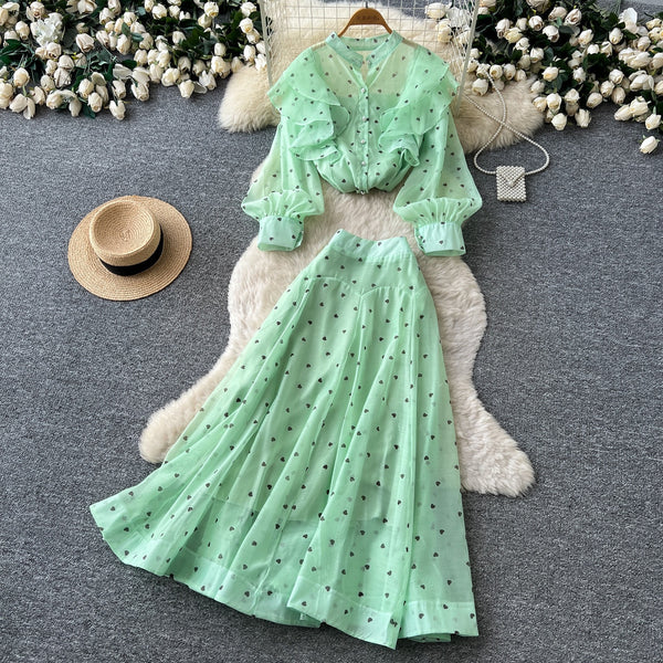 Nowela polka dot skirt set
