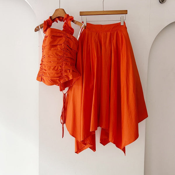 Adrianne halter neck skirt set