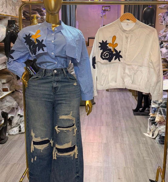 Arlisa embroidery detail crop top