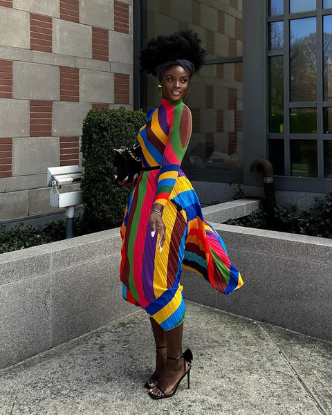 Calantha rainbow pleated skirt set