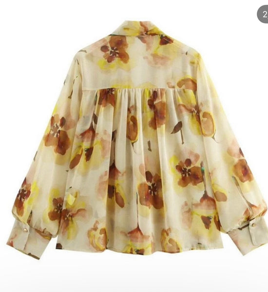 Klarissa semi-sheer floral blouse