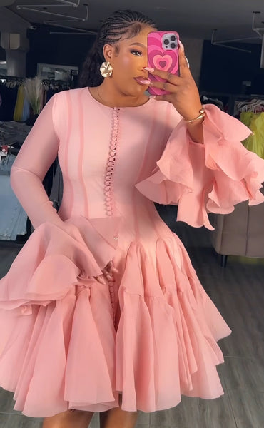 Yemurai long sleeve ruffle mini dress