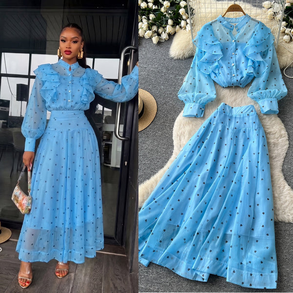 Nowela polka dot skirt set