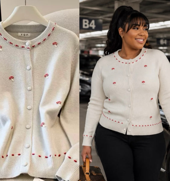 Larnae mushroom print cardigan