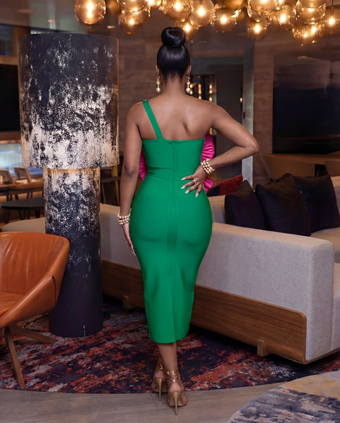 Nalaya one shoulder bandage dress