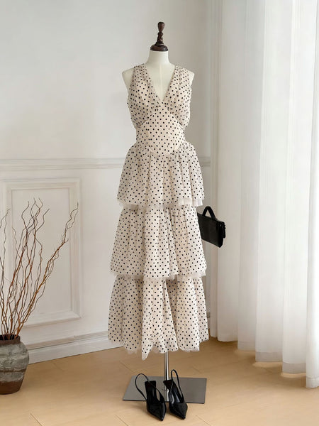 Mimi polka dot halter neck dress