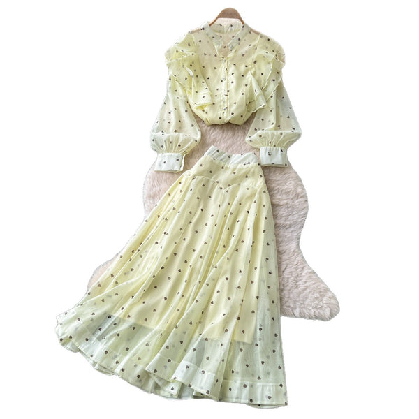 Nowela polka dot skirt set