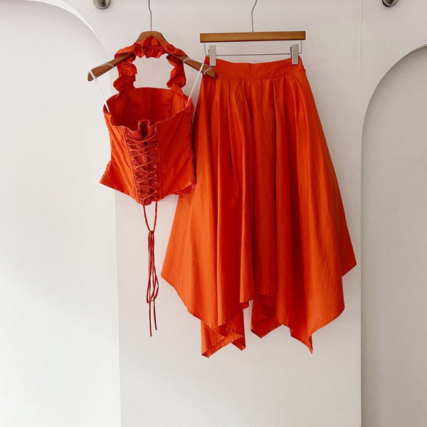 Adrianne halter neck skirt set