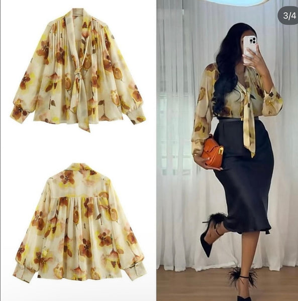 Klarissa semi-sheer floral blouse