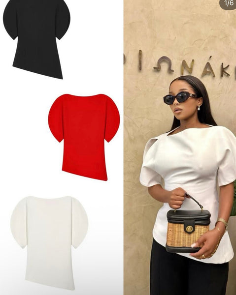 Ichelle puff sleeve asymmetry top