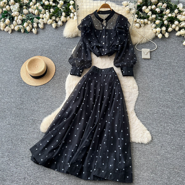 Nowela polka dot skirt set