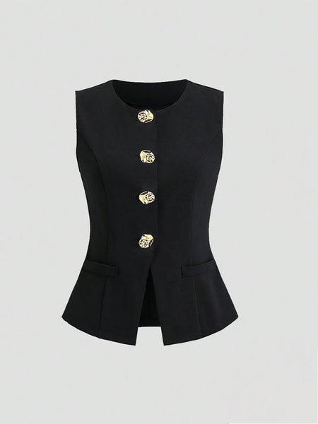 Merrilyn gold button waistcoat top