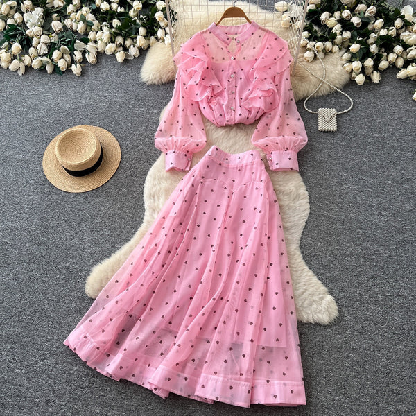 Nowela polka dot skirt set