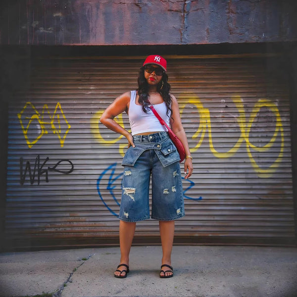 Oluwatoyin ripped denim jorts