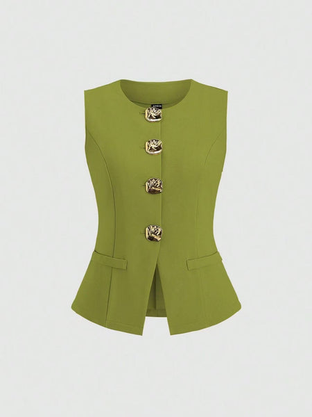 Merrilyn gold button waistcoat top