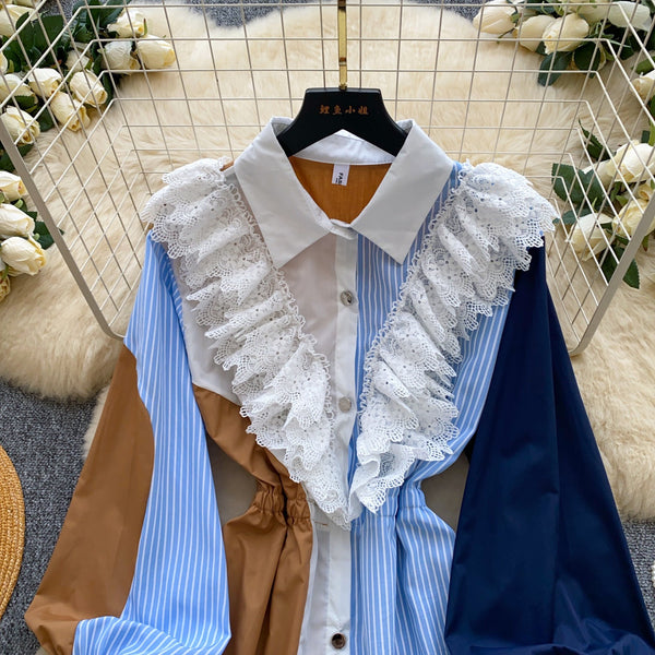 Nyra patchwork lace shirt dress