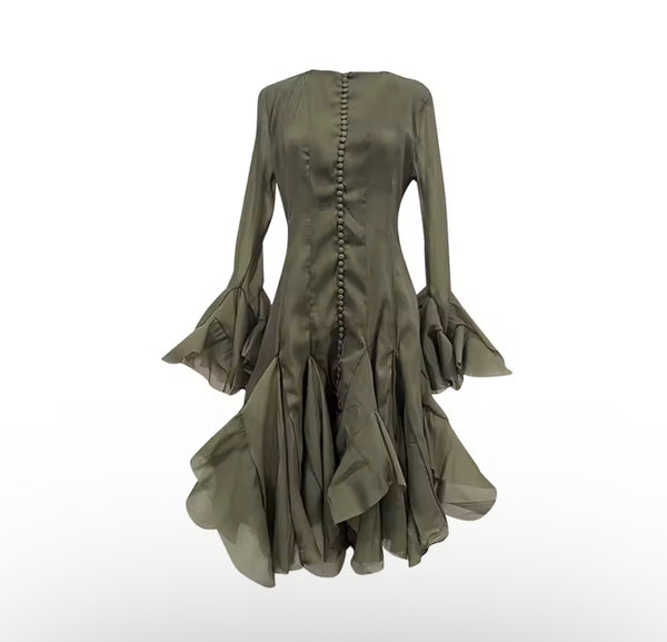 Yemurai long sleeve ruffle mini dress