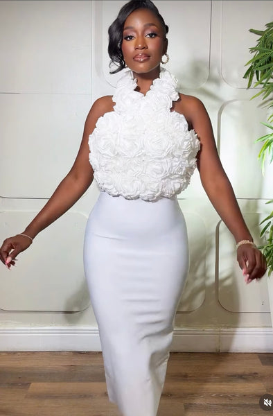Bolawa halterneck flower bandage dress