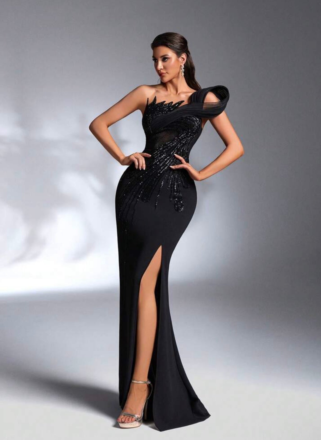 Sheana sequin slit dress