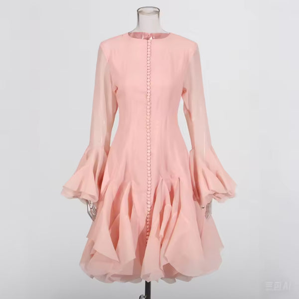 Yemurai long sleeve ruffle mini dress